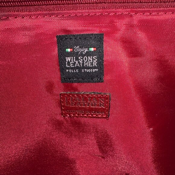 Wilson’s Leather Pelle Studio Italian Leather Red Buckle Purse Laptop Bag - Picture 14 of 14